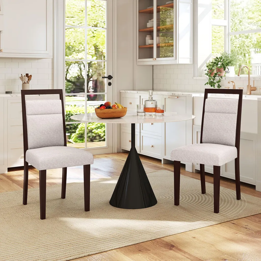 Chaises de Table Rembourrées Lot de 2 avec Structure Bois Robuste - 9