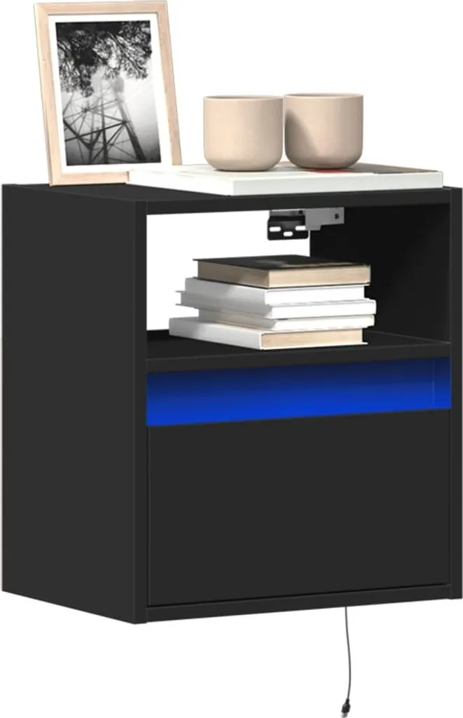 Mobile Porta TV Sospeso Design Nero con LED 41x31x45 | Novità 2025