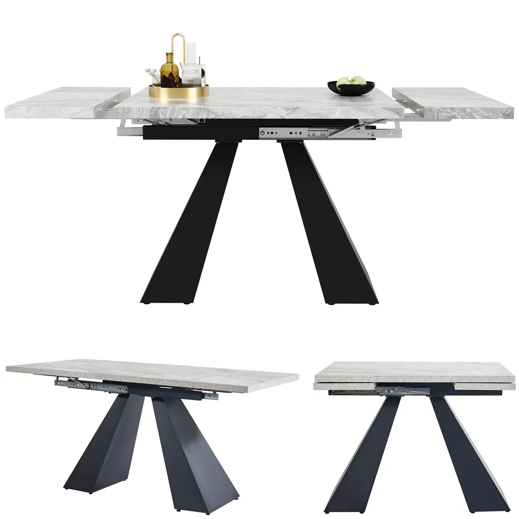 Table Grise Extensible Gain de Place : Solution Repas et Bureau 2-en-1 - 6