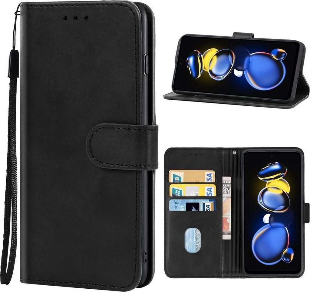König Design Hülle kompatibel mit Xiaomi Redmi Note11T Pro+ 5G Kunstleder Handyhülle - Handy Case Schwarz