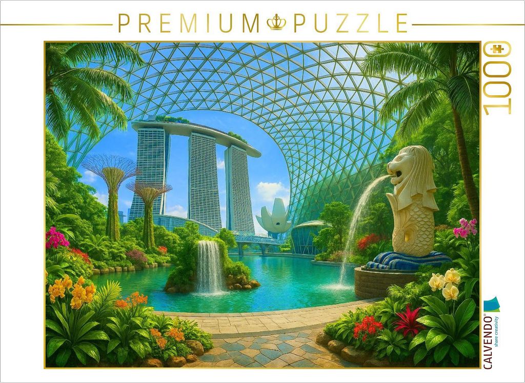 CALVENDO Puzzle Singapur - Malaysia - verschiedene Sehenswürdigkeiten kombiniert | 1000 Teile Lege-Größe 64x48cm Foto-Puzzle für glückliche St...
