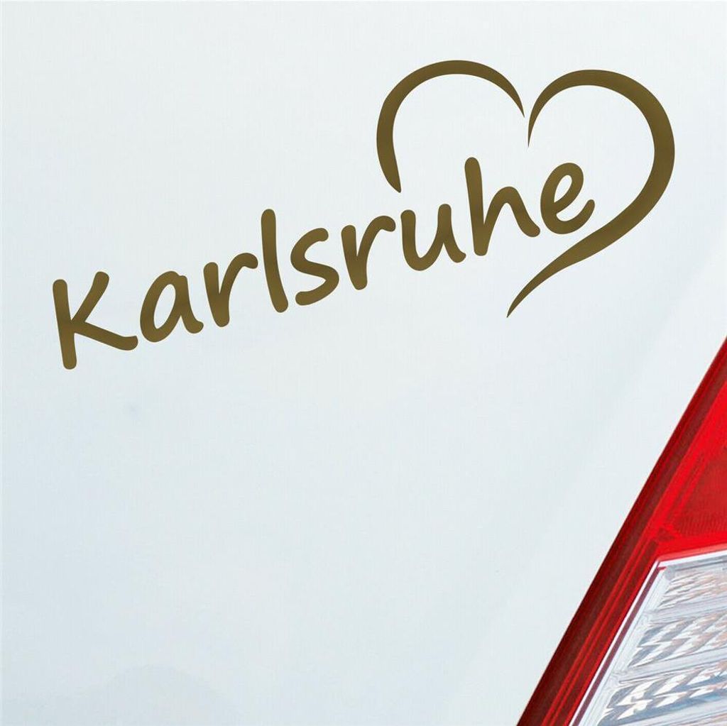 Auto Aufkleber Karlsruhe Herz Stadt City Liebe Love 19,5x8 cm Gold Sticker Heckscheibenaufkleber