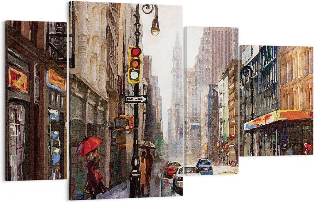 Bild auf Leinwand - Leinwandbild - 4 Teile - New York Aquarell - 120x70cm - Wand Bild - Wanddeko - Wandbilder - Leinwanddruck - Bilder - Wanddekora...