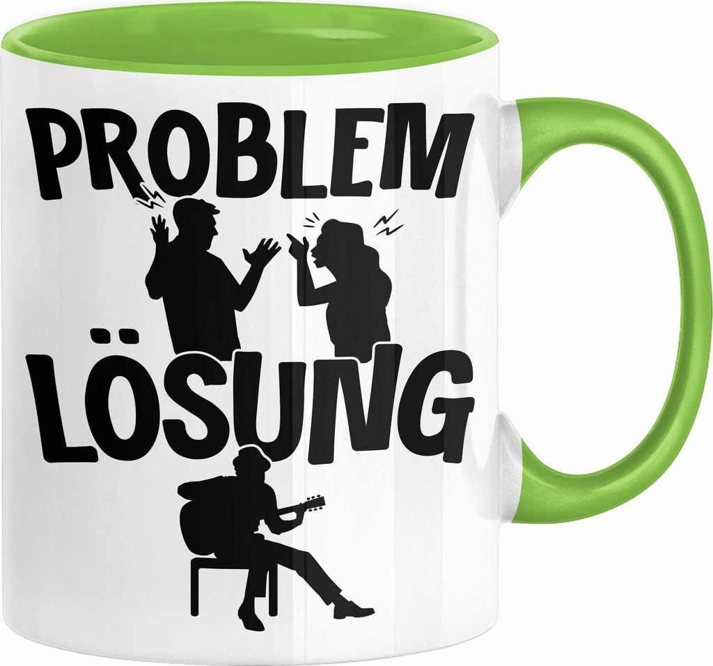 Gitarrist Tasse Geschenk für Gitarrenspieler Männer Geschenkidee Problem und Lösung Gitarre (Grün)