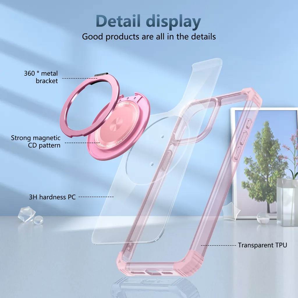 LIUKM Cover per iPhone 13 Adsorbimento Magnetico Custodia 360 Gradi Protezione Cornice Metallica Doppi Lati Trasparente Vetro Temperato Custodia