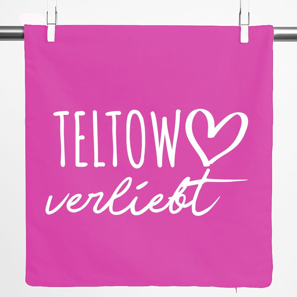 Huuraa Kissenbezug Teltow verliebt 40x40cm Fuchsia Baumwolle Dekokissenbezug Geschenkidee