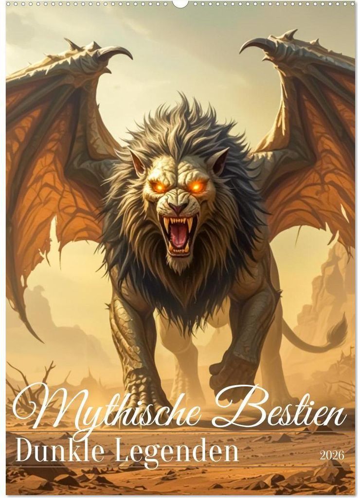 Mythische Bestien – Dunkle Legenden (Wandkalender 2026 DIN A2 hoch), CALVENDO Monatskalender