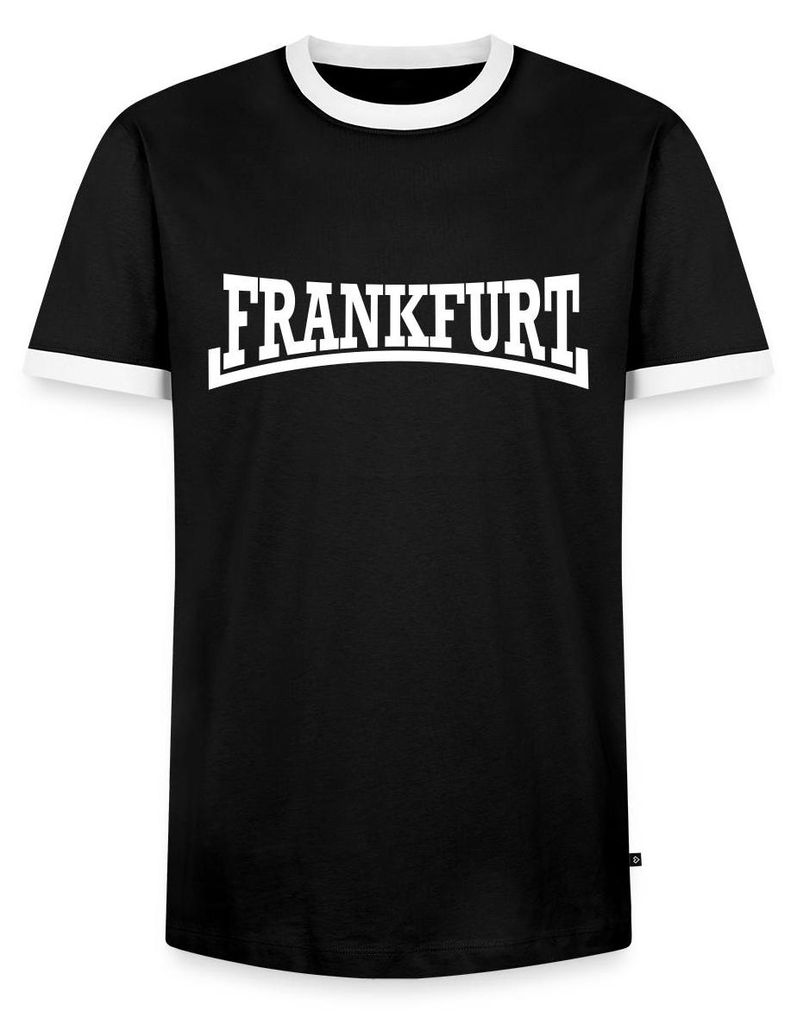 Spreadshirt Frankfurt Fan Schriftzug Retro Stadion Adler Männer Kontrast T-Shirt, 3XL, Schwarz/Weiß