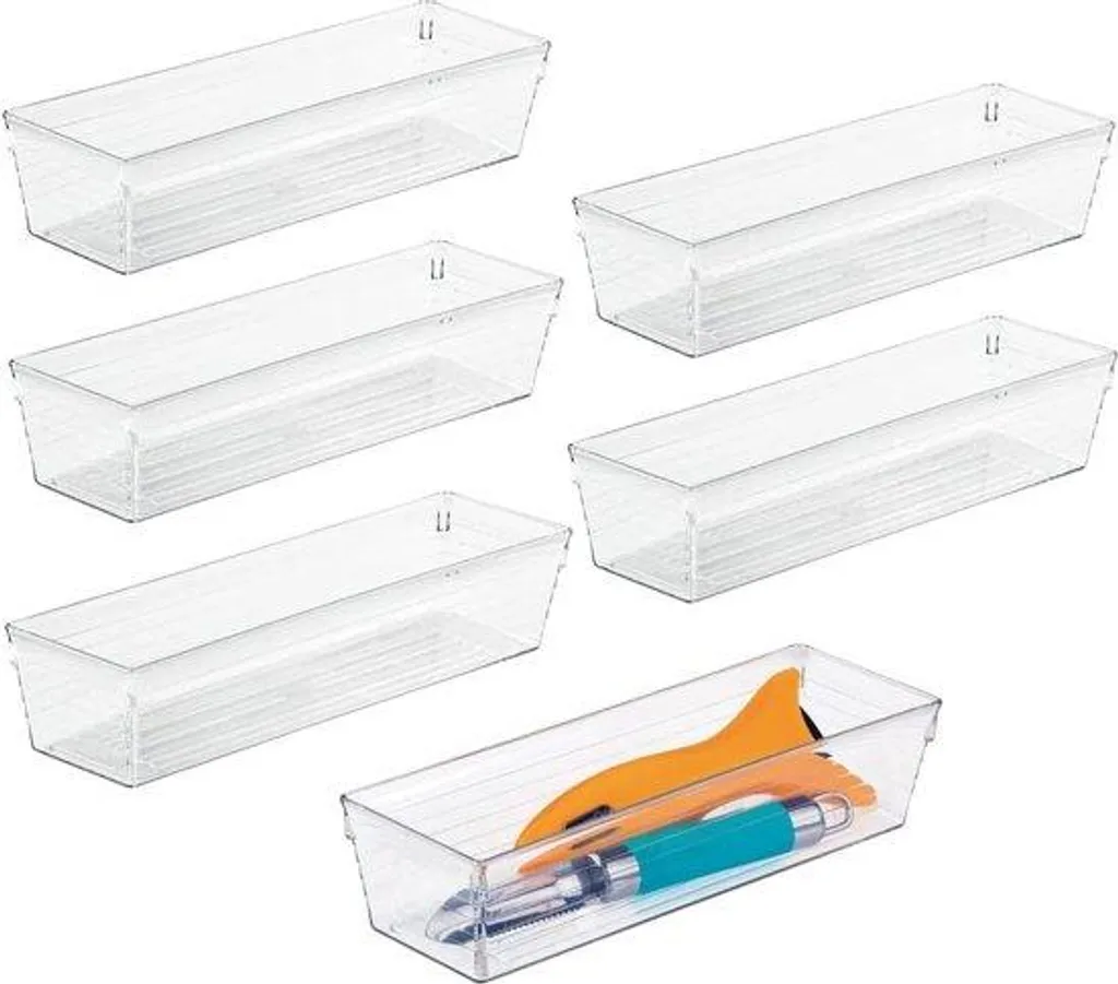 Bacs de rangement empilables transparents en lot de 6 pour la cuisine