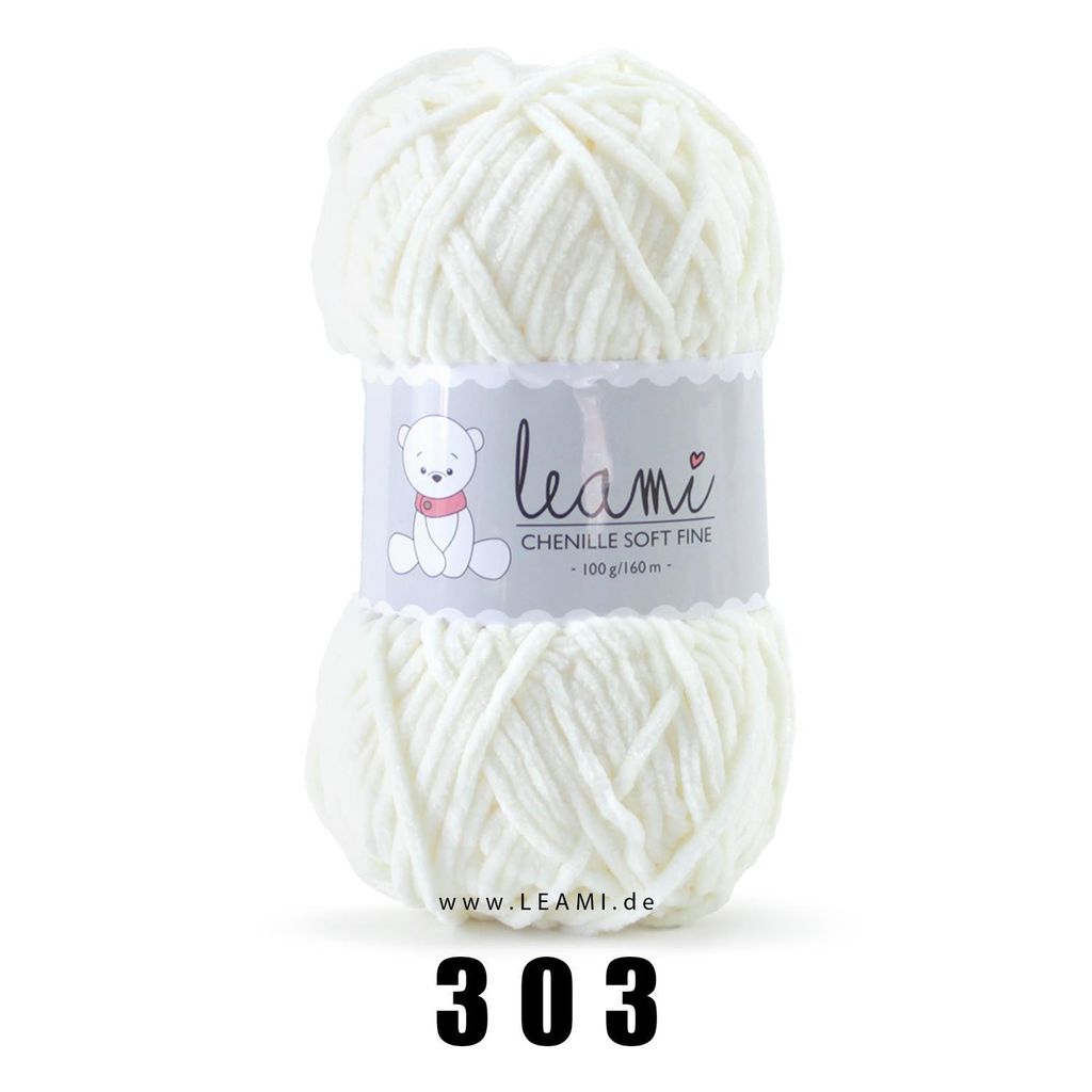 LEAMI Chenille soft FINE (100g/160m) 303 naturweiß