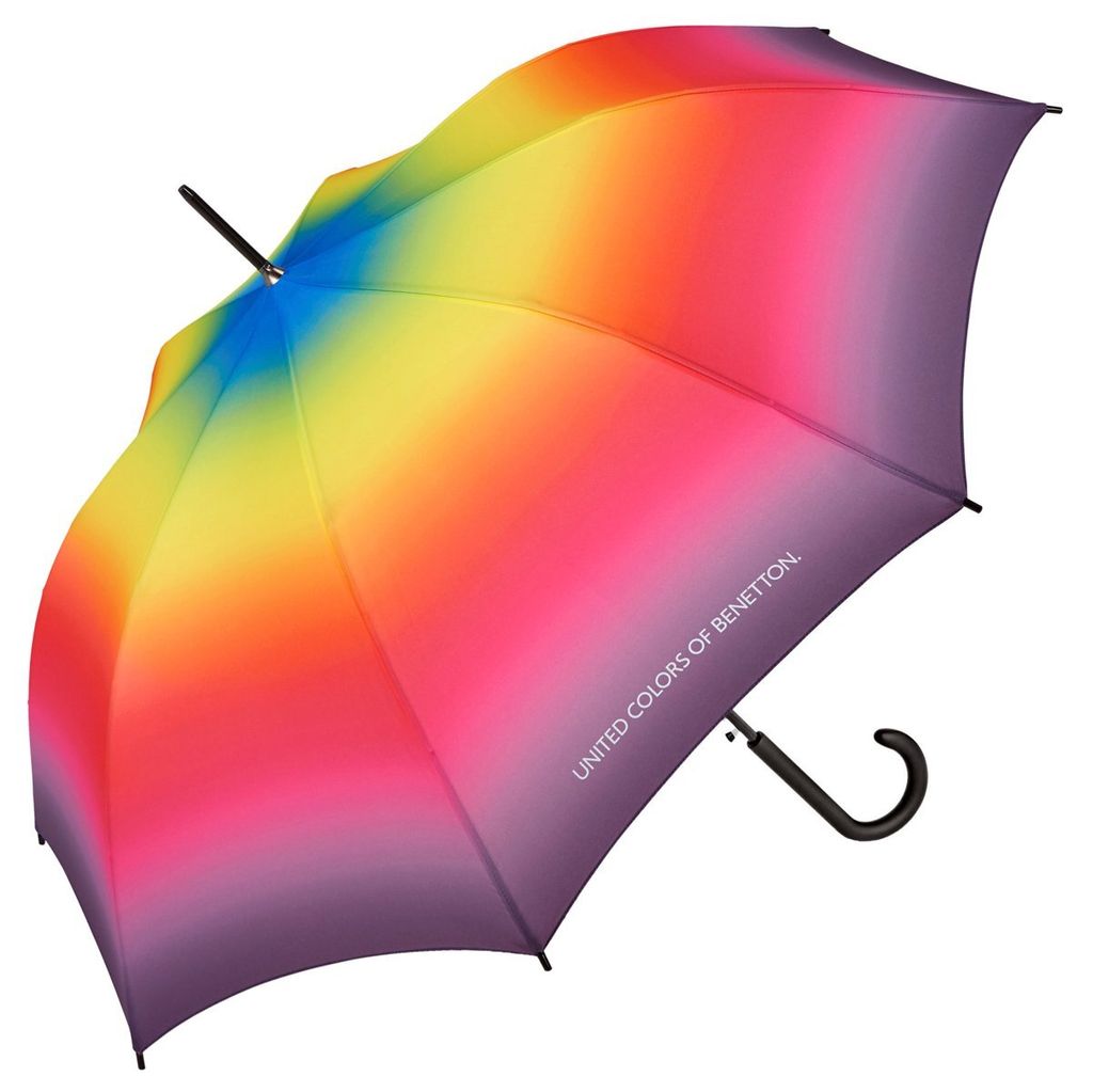 Benetton Regenschirm Damen Stockschirm Automatik Farbverlauf