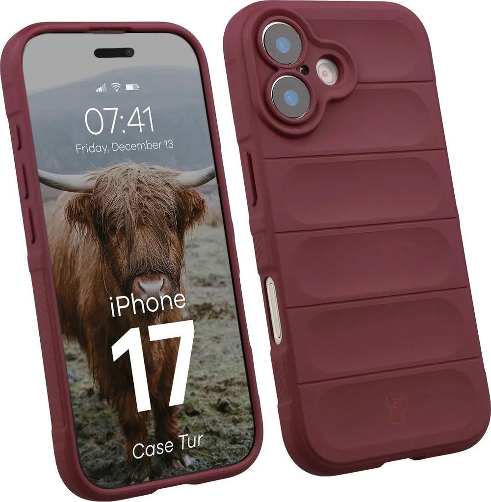 Robuste Handyhülle für iPhone 17, Bizon Case Tur, Burgunderrot