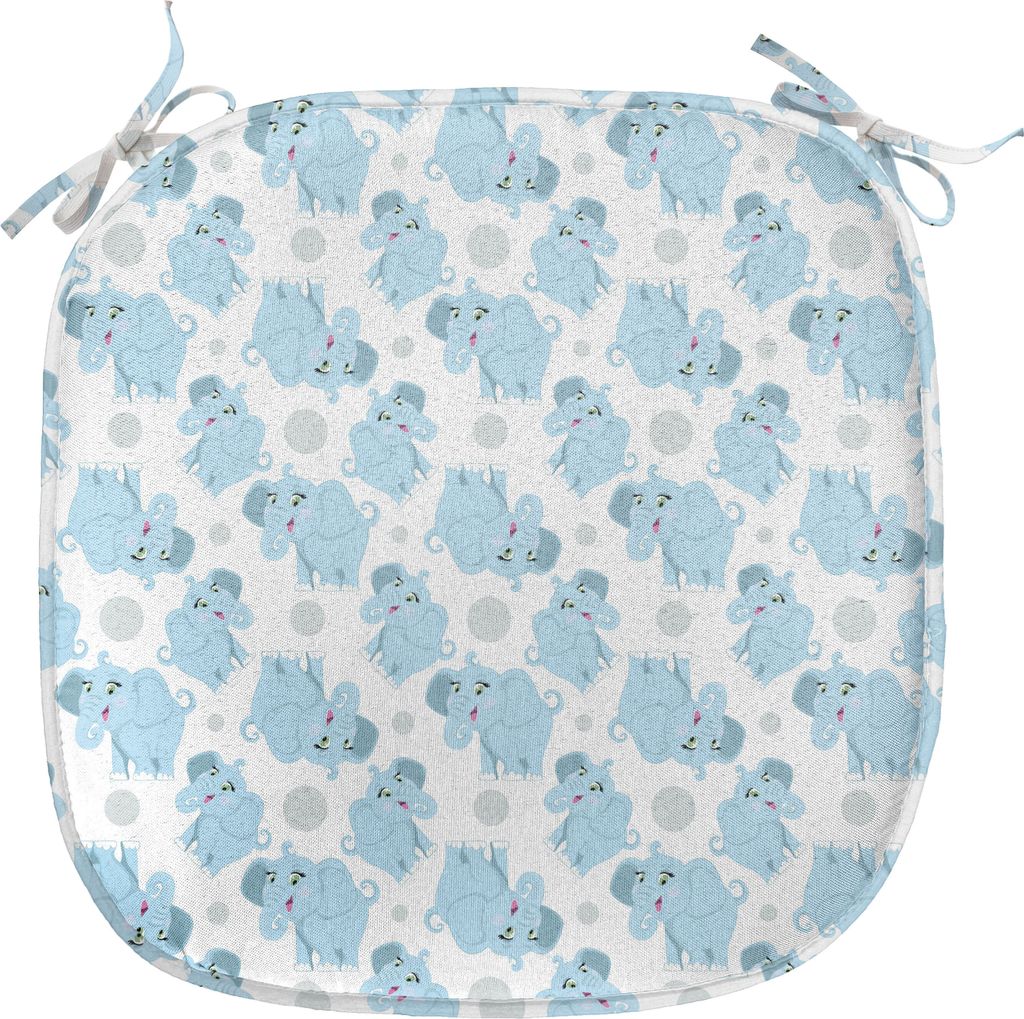 ABAKUHAUS Elephant Nursery Polster für Esszimmerstühle, glücklich, Dekoratives wasserfestes Kissen mit Riemen für Küchensitze, 40 cm x 40 cm, ...