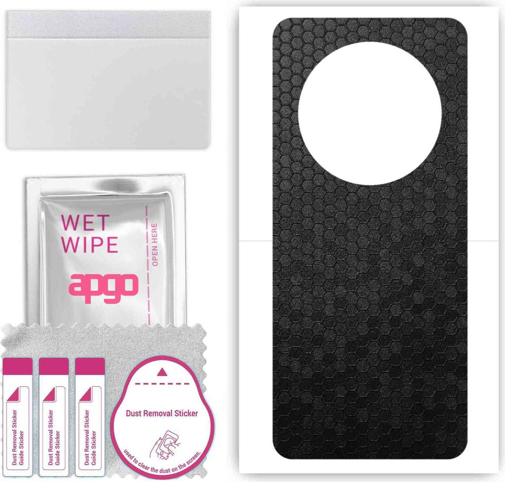 apgo Rückseite Schutzfolie, Skin, kompatibel mit Huawei Enjoy 60X, Hinten Displayschutzfolie aus Vinylfolie, kratzfest, einfache Montage - Schwarz...