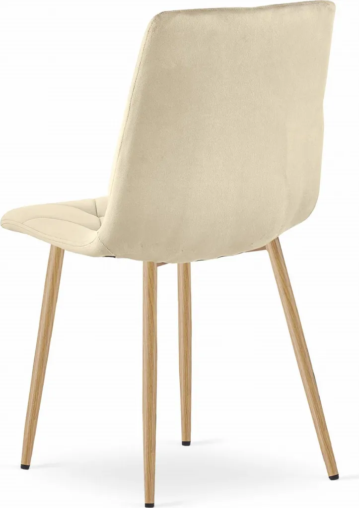 Sedia LIBRA - velluto beige chiaro / gambe in legno x 1 - 6