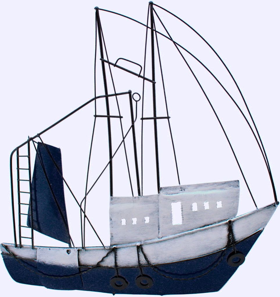 Wanddeko Schiff Fisch Kutter Segelboot Metall Boot Maritim Produktbild 
