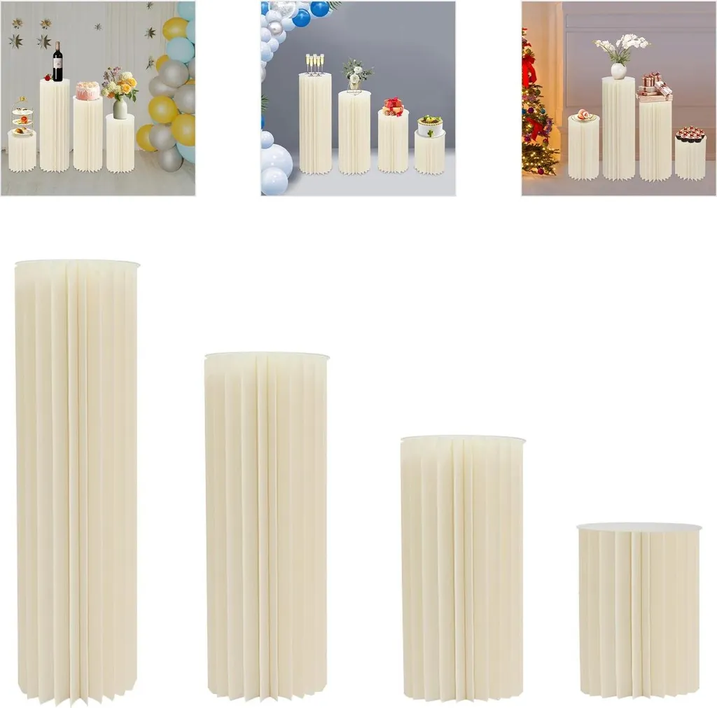 Colonnes de décoration en carton blanc et PVC pour table de dessert