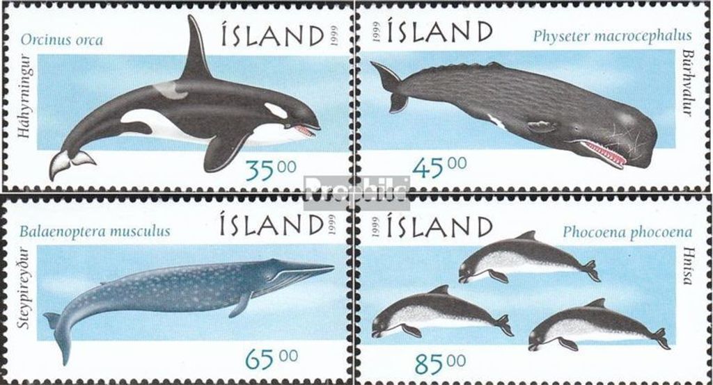 Briefmarken Island 1999 Mi 905-908 (kompl.Ausg.) postfrisch Wale und Delphine