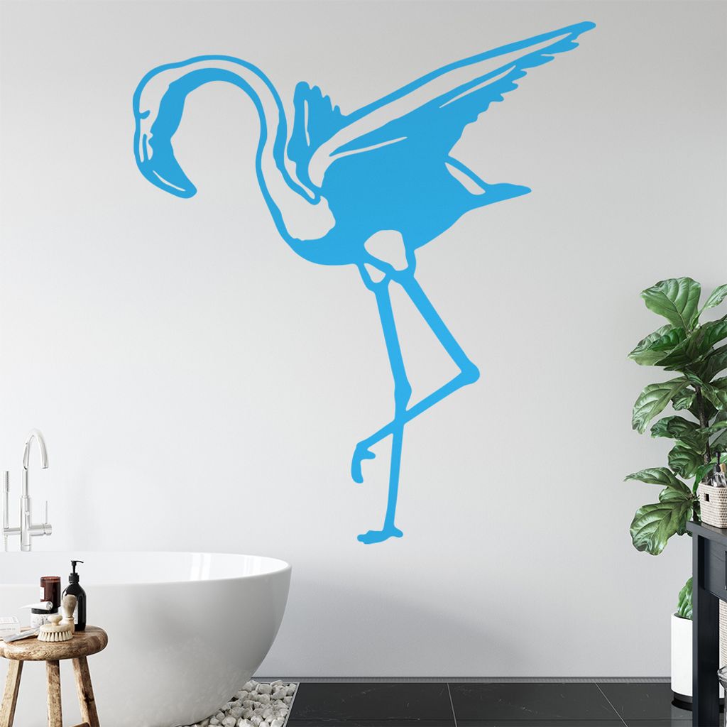 KIWISTAR Flamingo - Rosa Pink Vogel Feder Wandtattoo in 6 Größen - Wandaufkleber Wall Sticker - Dekoration, Küche, Wohnzimmer, Schlafzimmer, Bad...