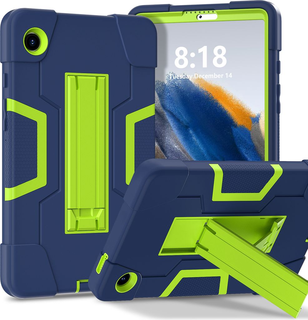 Hülle für Samsung Galaxy Tab A9 2023 8,7 Zoll SM-X110/X115/X117 Hybrid Dreilagige Robust Stoßfest Schwerlast Schutzhülle mit Ständer Grün