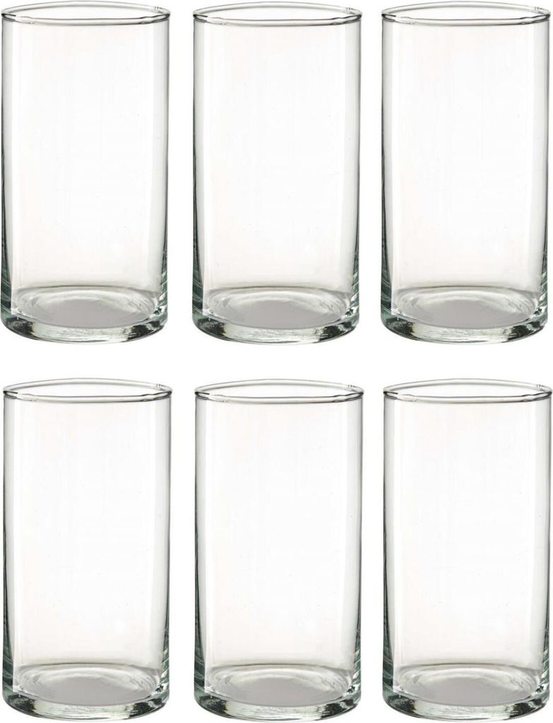 6er Set Dekogläser Vasen ZYLINDER H. 20cm D. 10cm Glas klar Produktbild 