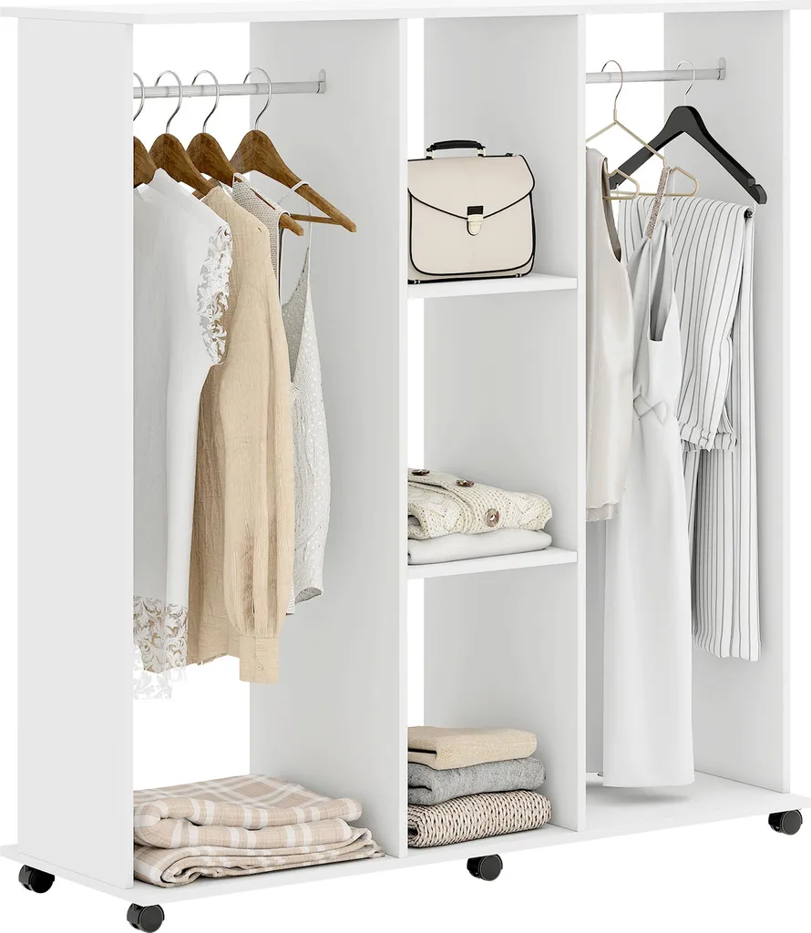 Meuble de Rangement Mobile pour Chambre et Dressing en Bois Blanc 120L