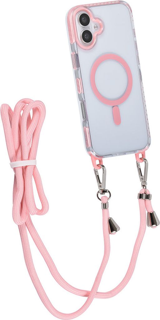 TUNIQ iPhone 16 Plus Back cover case - neck cord -TPU+PC - Pink