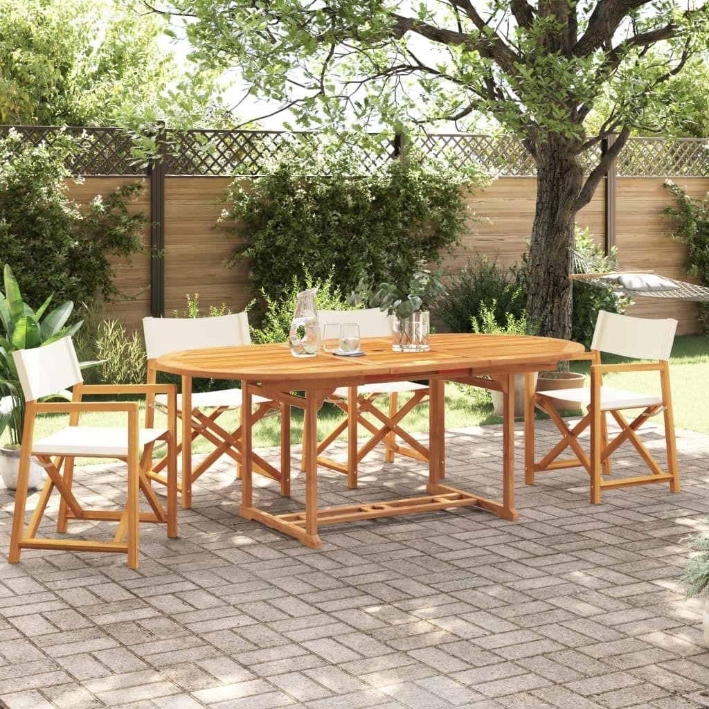 ZMH Klappbare Gartenstühle 4 Stk. Cremeweiß Stoff