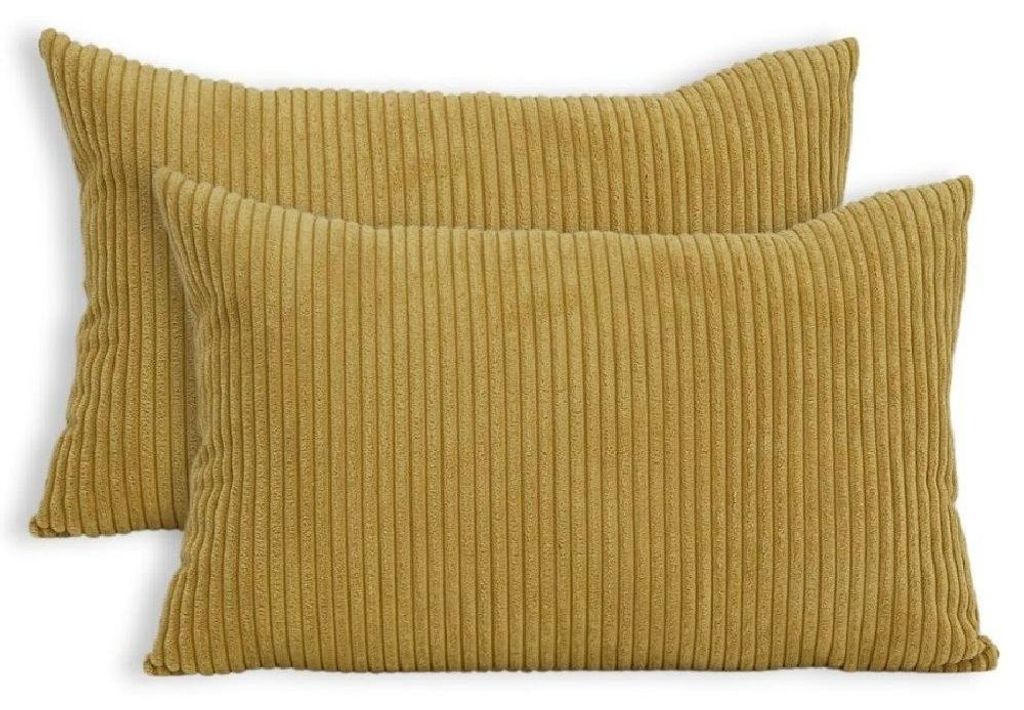 Lumali Dekokissen Senfgelb 30x50 cm , Kissenbezug aus Samtcord , Wohnzimmer Deko , Kissenhüllen