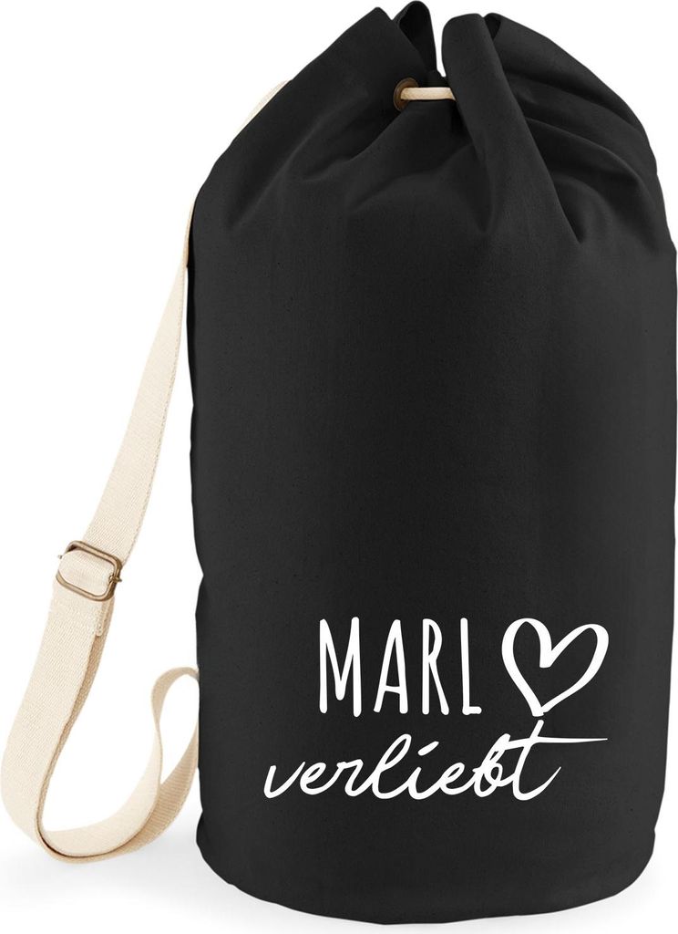 Huuraa Seesack Marl verliebt 20 Liter Black Baumwolle Rucksack Geschenkidee