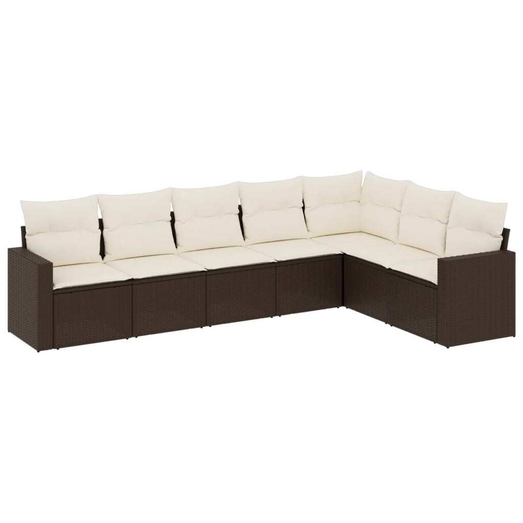 "WINTER SALE" 7-tlg. Garten-Sofagarnitur - Balkonmöbel/Loungeset - elegantes Design - mit Kissen Braun Poly Rattan - Gartensofas NeuMöbel236078