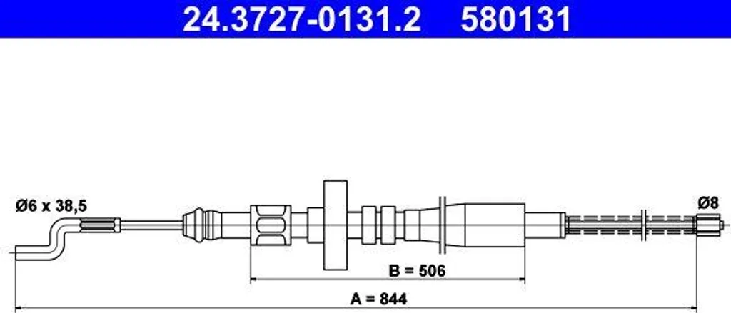 Cavo Freno Stazionamento ATE 24.3727-0131.2 per VW T4 Caravelle Syncro