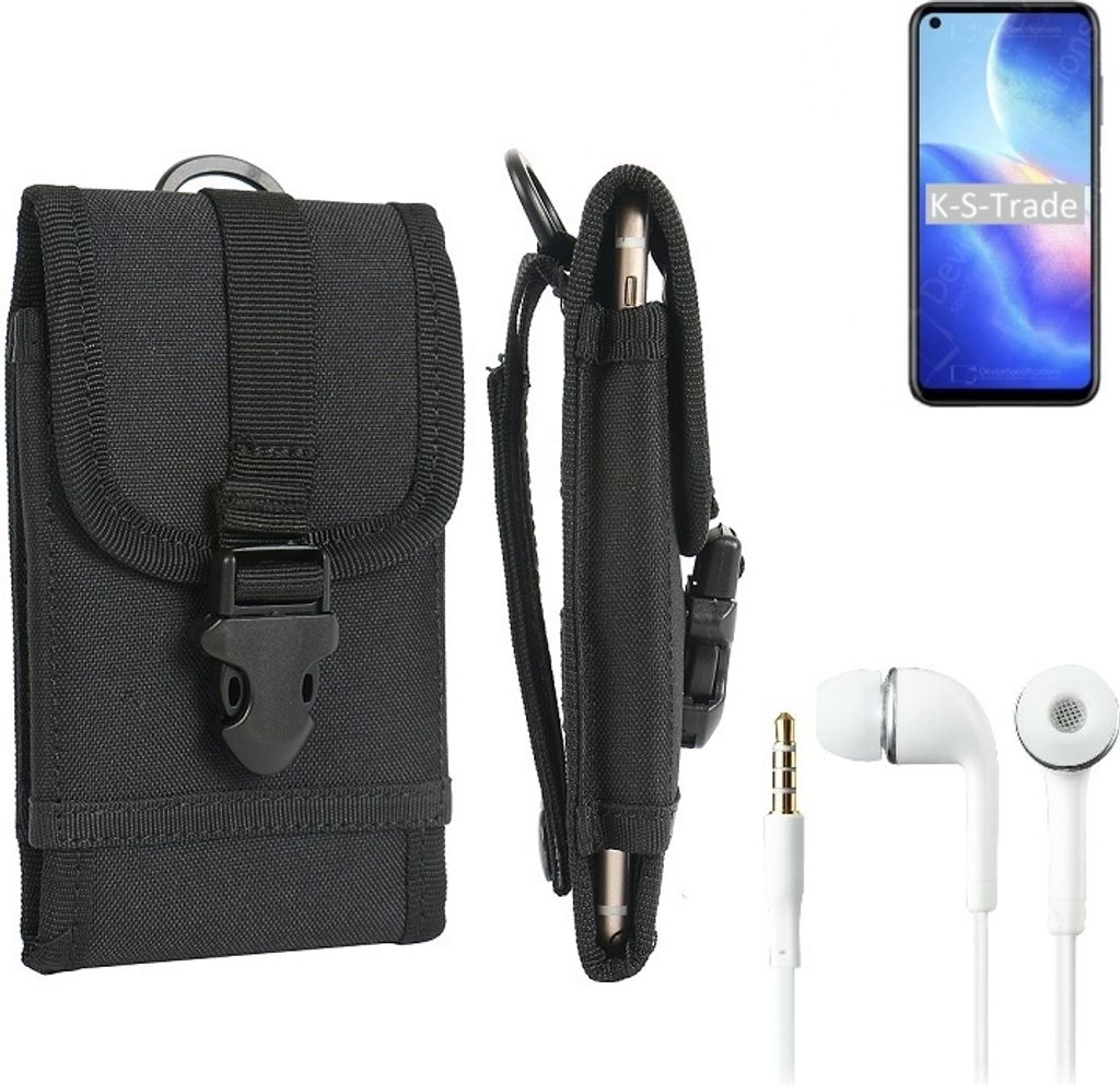 K-S-Trade Holster Schutz Hülle kompatibel mit Blackview A90 Gürteltasche Handy Hülle Tasche outdoor Seitentasche schwarz 1x + Kopfhörer