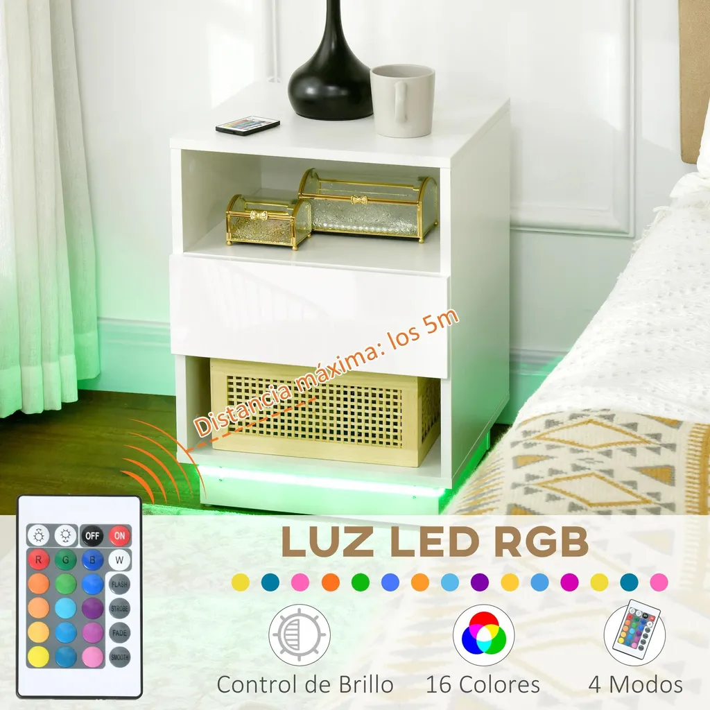 Petite table de nuit LED télécommandée style marocain blanc épuré - 4