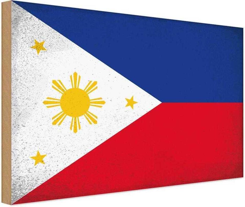 vianmo Holzschild 12x18 cm Philippinen Philippines Vintage Flagge Fahne Wappen