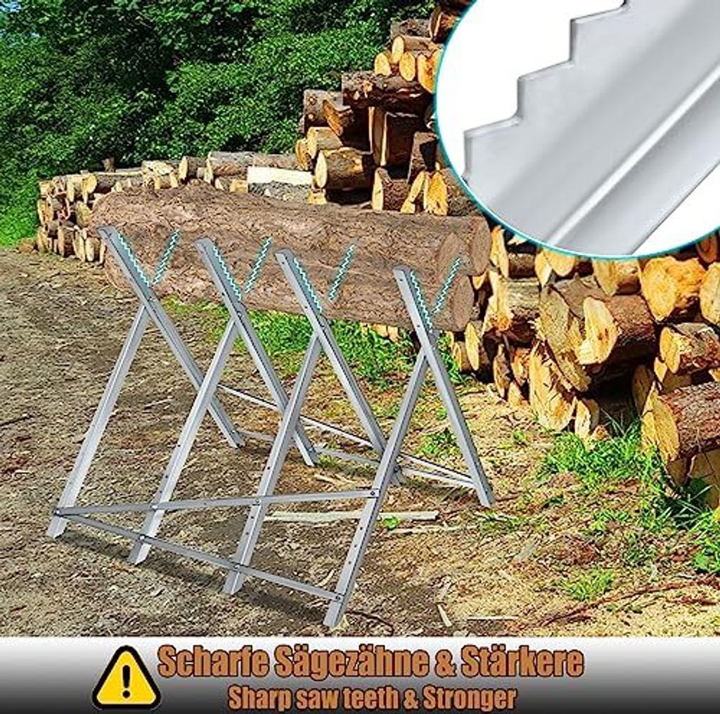 2x Sägebock klappbar Brennholz Sägehilfe Kettensäge Holzsägebock Metall 3-fach e