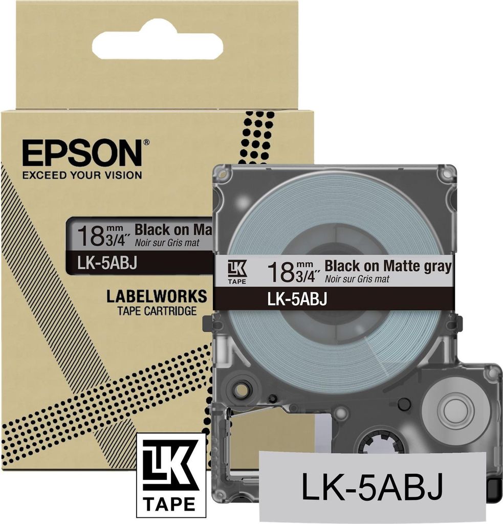 Epson LabelWorks LK-5ABJ - Matt - Schwarz auf Mattgrau - Produktbild 