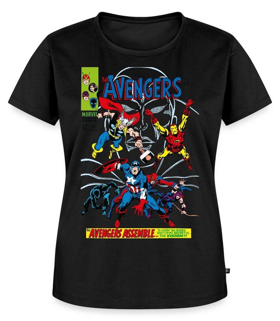 Spreadshirt Avengers Comic Superhelden Assemble Frauen Premium T-Shirt, S, Schwarz