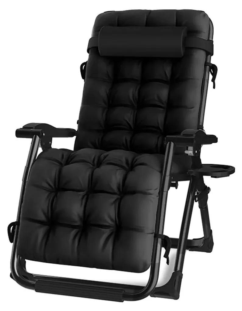 Fauteuil relax pliable pour terrasse et camping en aluminium léger noir