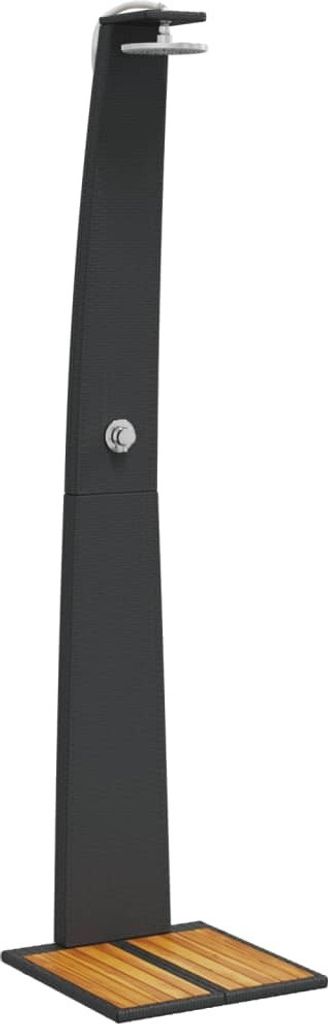 Gartendusche Schwarz 55x60x224 cm Poly Rattan und Akazienholz