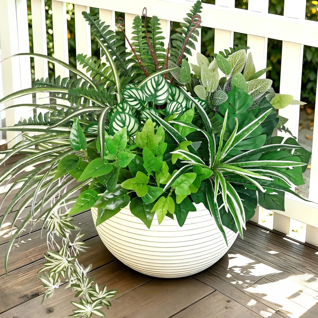 Plantes artificielles d'extérieur : lot de 8 fougères vertes de balcon