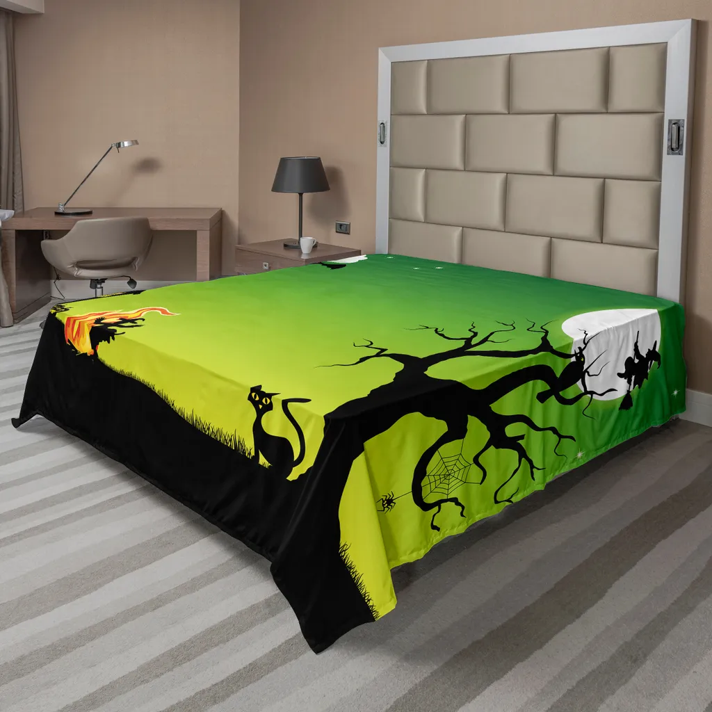 Lenzuolo Sopra Halloween ABAKUHAUS Verde Nero 266x260 cm - Offerta