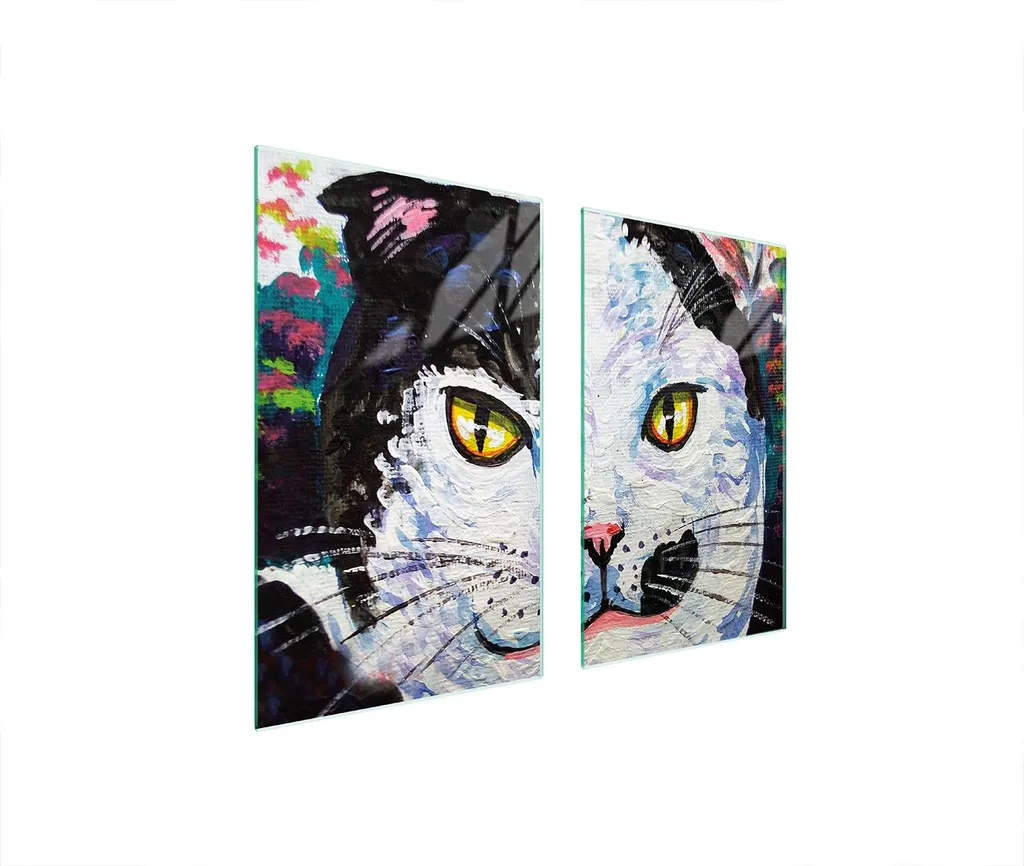 Set 2 coprifornelli universali 75x52 vetro temperato gatto
