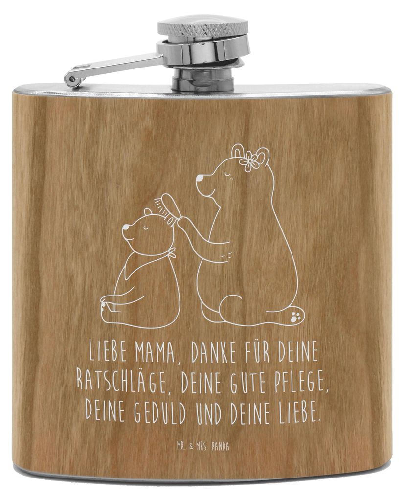 Mr. & Mrs. Panda Flachmann Bär Kind - Transparent - Geschenk, Papa, Familie, Mom, feldflasche, Edelstahl, Muttertag, Likörflasche, Mutter, Mama, ...