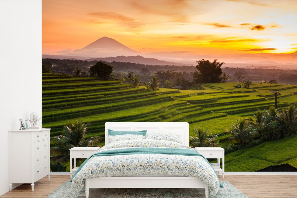 MuchoWow Fototapete für Wohnzimmer oder Schlafzimmer Wandtapete Vinyl Motivtapete Landschaft von Indonesien bei Sonnenuntergang - 390x260 cm - P...