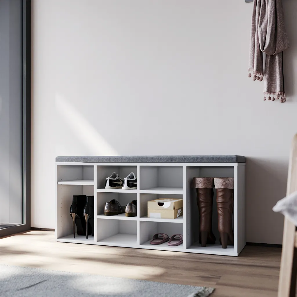Étagère à chaussures modulable avec assise confortable blanche 103,5 cm - 2