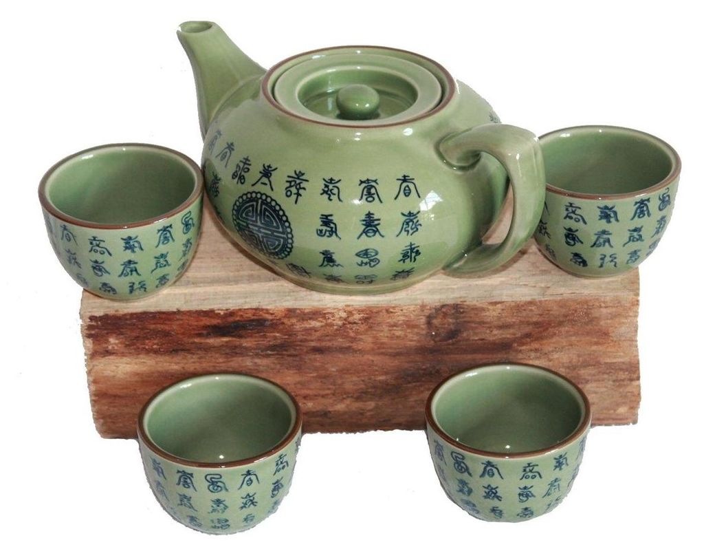 309 Teeset 5-tlg. "Celadon" grün, Teekanne + 4 Teebecher Produktbild 