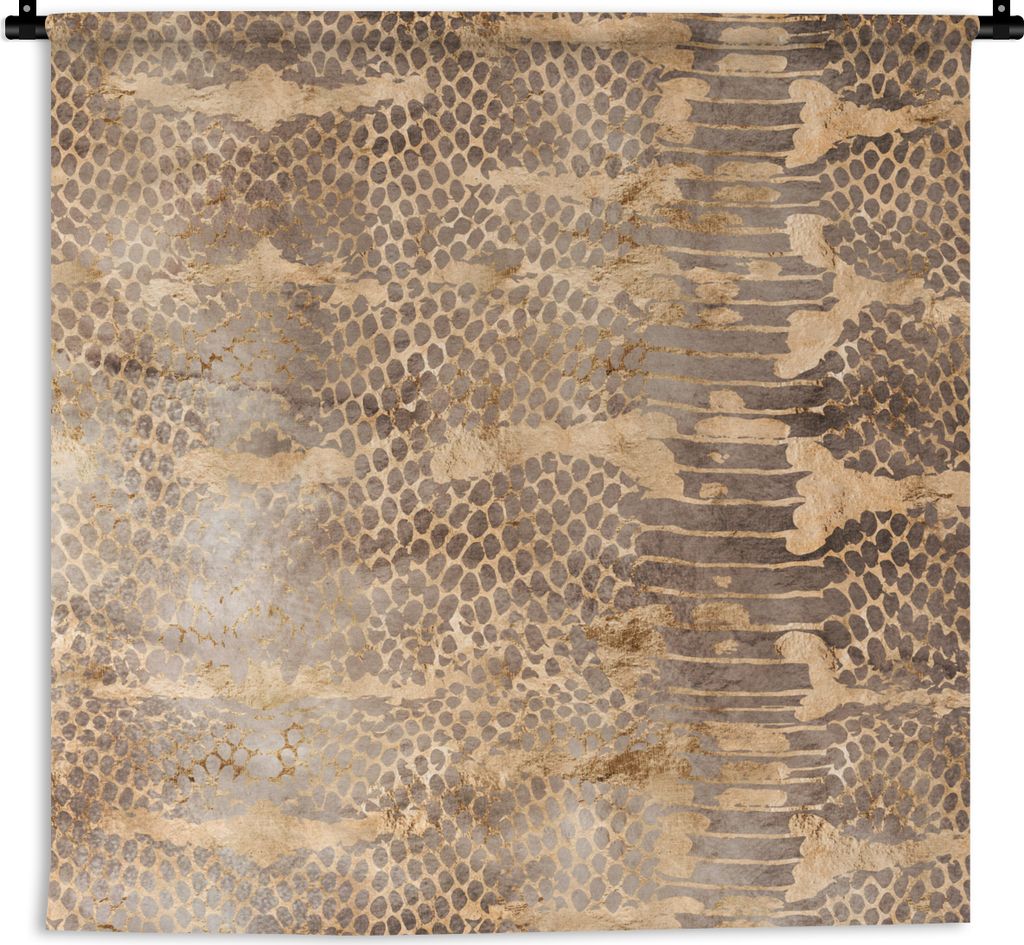 MuchoWow Wandteppich Wandbehang Tiermuster - Schlange - Gold - Luxus 150x150 cm Tapisserie Dekoration Wandtuch - Wohnaccessoires - Modernes