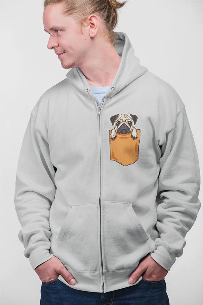 D&B Uni Hoodie ZIPPO00028 Pug HellGrau-Größe L