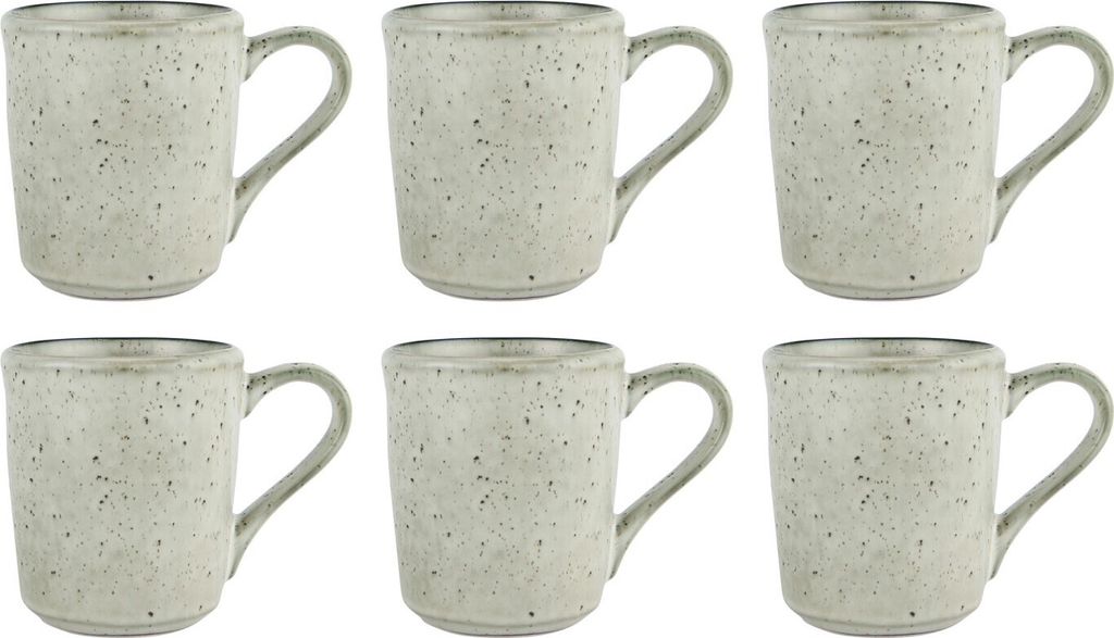 6x Becher, Tasse SAND DUNES H. 10,5cm creme sand aus Steingut Ib Laursen